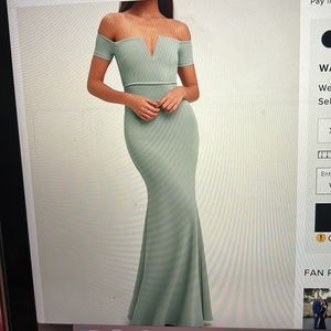Lulu's Sage Green Off-Shoulder Maxi Dress